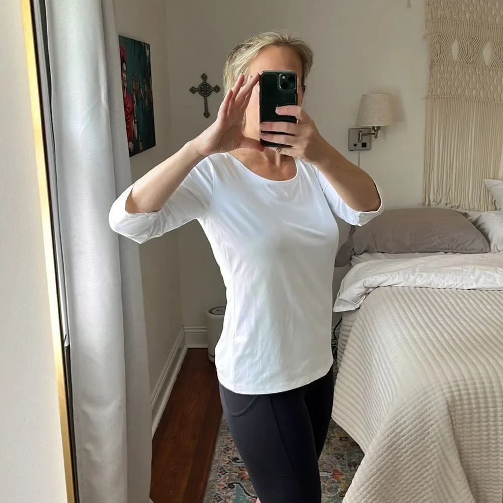 Boss Scoop Neck Stretch Jersey Top White Size XL‎ - Picture 3 of 10